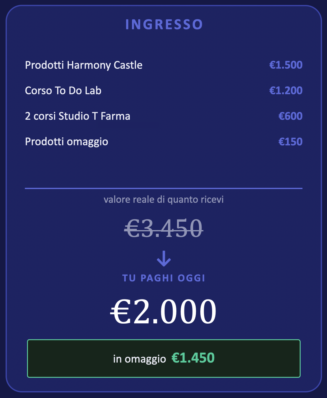 ACCONTO INGRESSO | 500€ + IVA